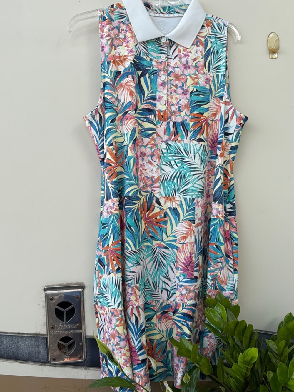 Tommy Bahama Floral Tropical Collared Mini Dress - Teal & Coral - Picture 2 of 6